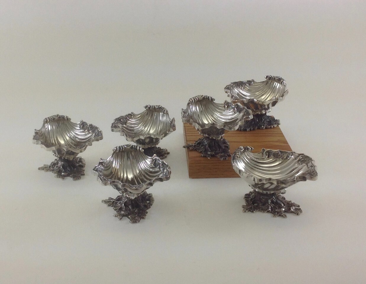 Set of 6 Silver Open Shells on Foot, after Lamerie Shell