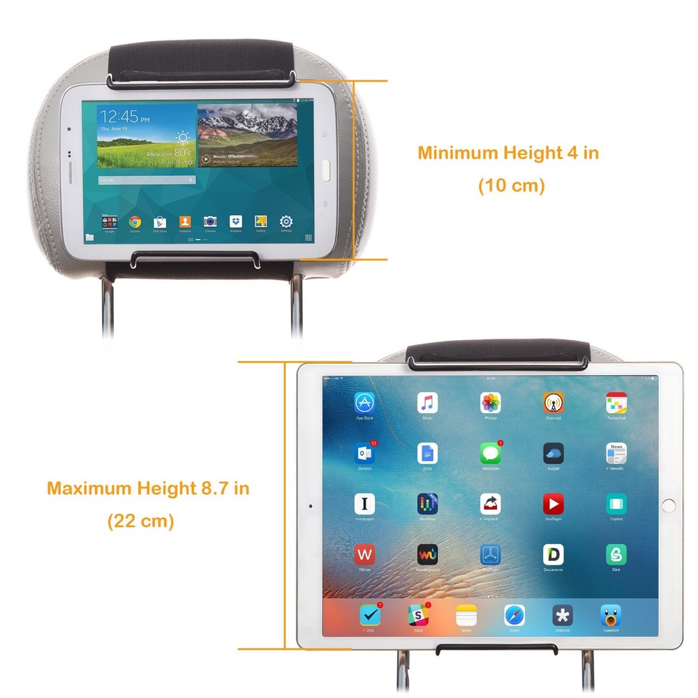WANPOOL Universal Car Headrest Mount Holder with Angle-Adjustable Clamp for Tabl