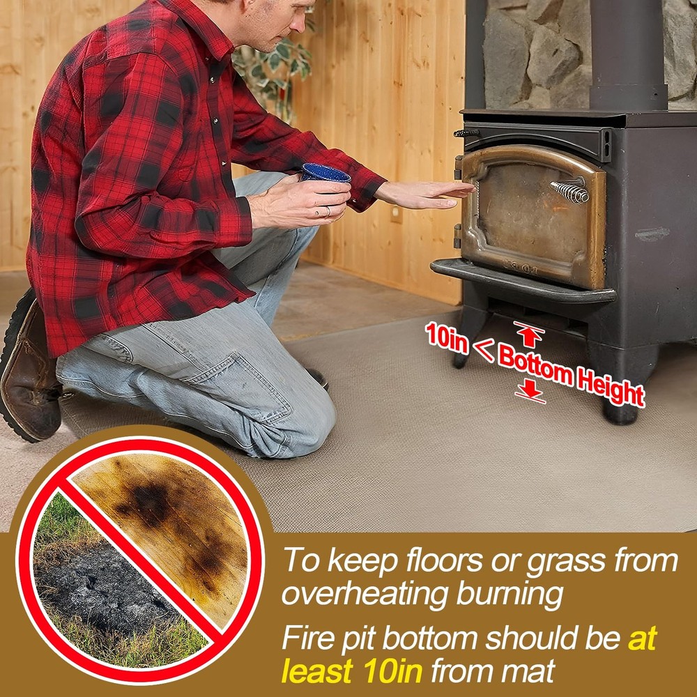 Fire Pit Mat - 37.8x39.4in Fireproof Blanket for Under Pit, Camel
