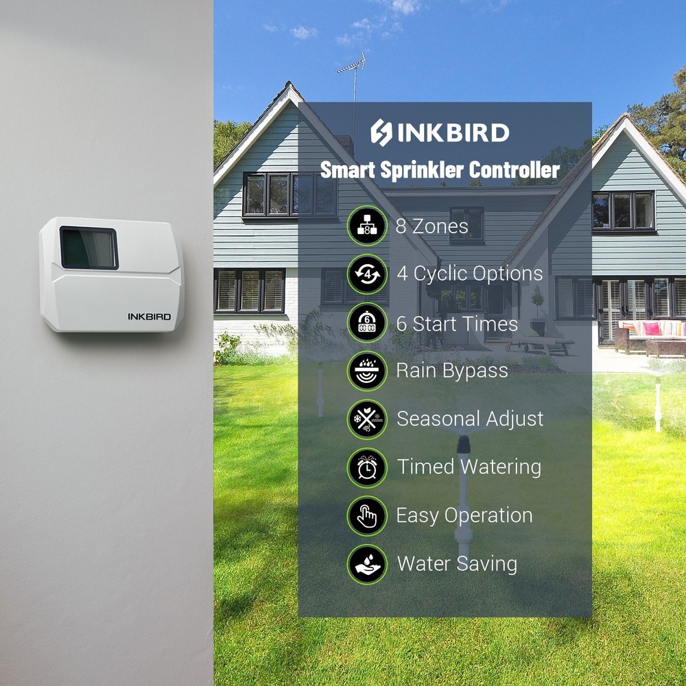 INKBIRD 8-Zone Lawn Sprinkler Controller System Watering Control 4 Cyclic Option