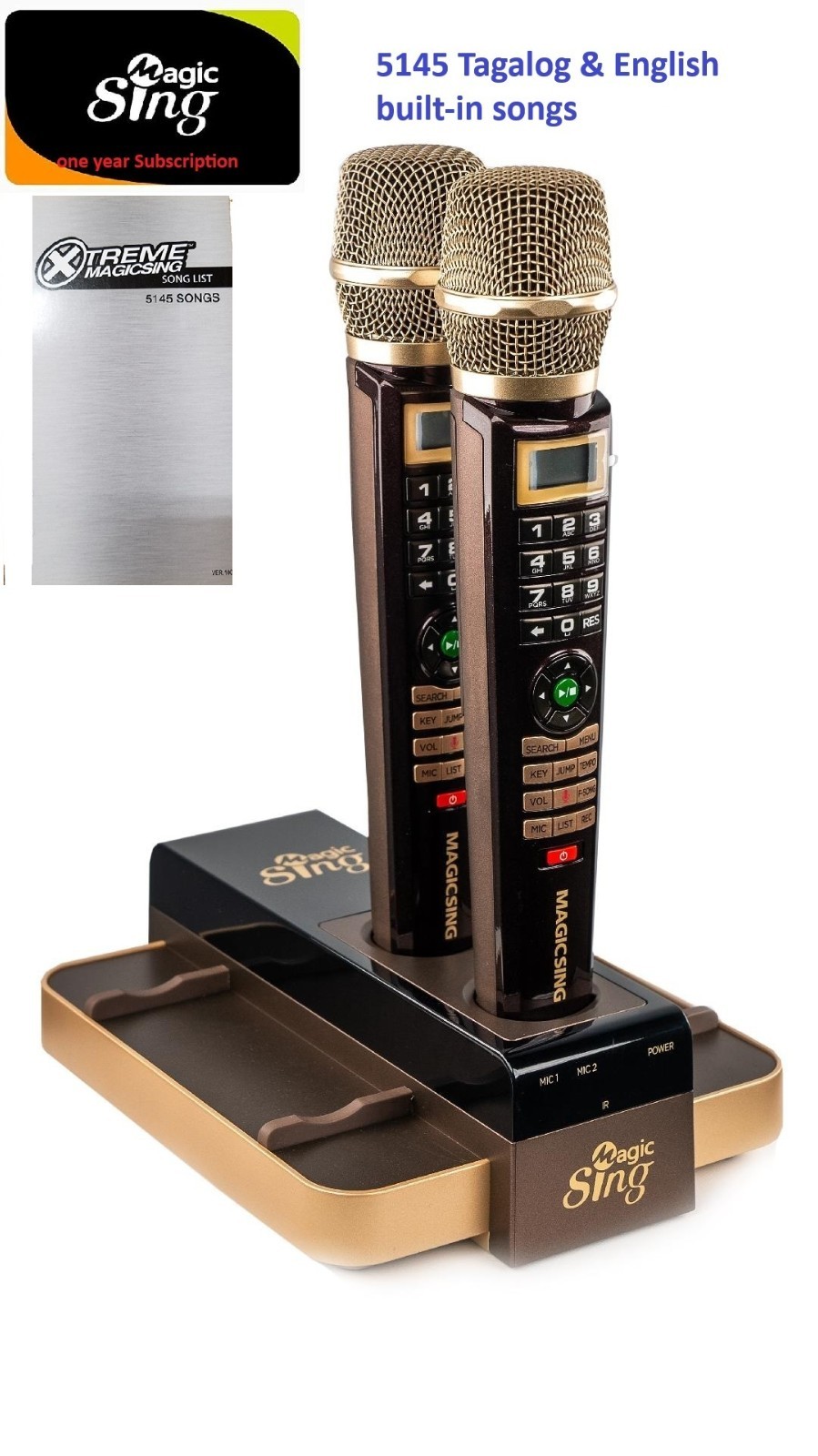 BLACK MAGIC SING Karaoke E5+ 5145 Tagalog/Eng songs WiFi 2 Wireless Mic 1YR sub