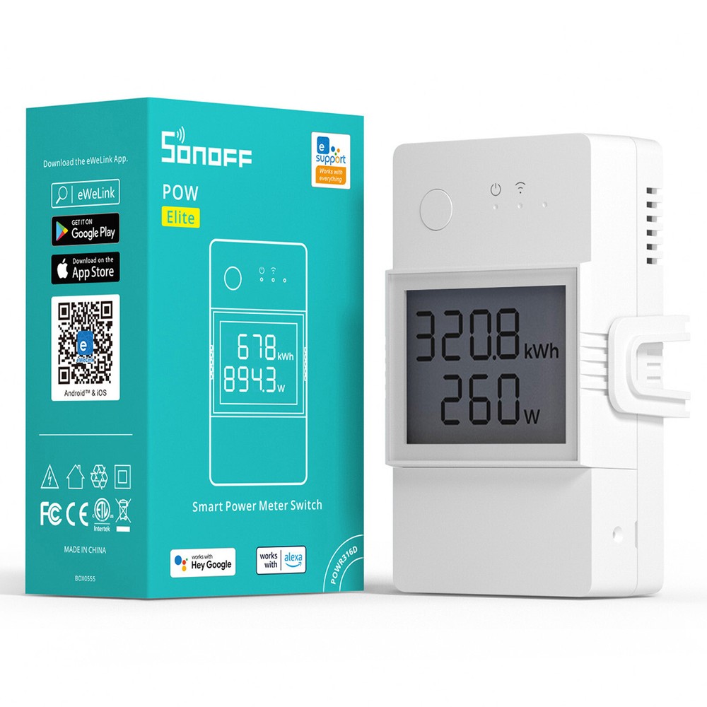SONOFF Smart Switch,Power Meter, 20A WiFi Smart Switch, LCD Digital Energy Meter
