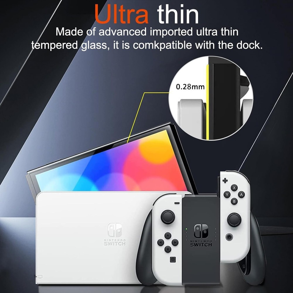 2-Pack Nintendo Switch OLED (2021)Tempered Glass Screen Protector,2 Joy con case