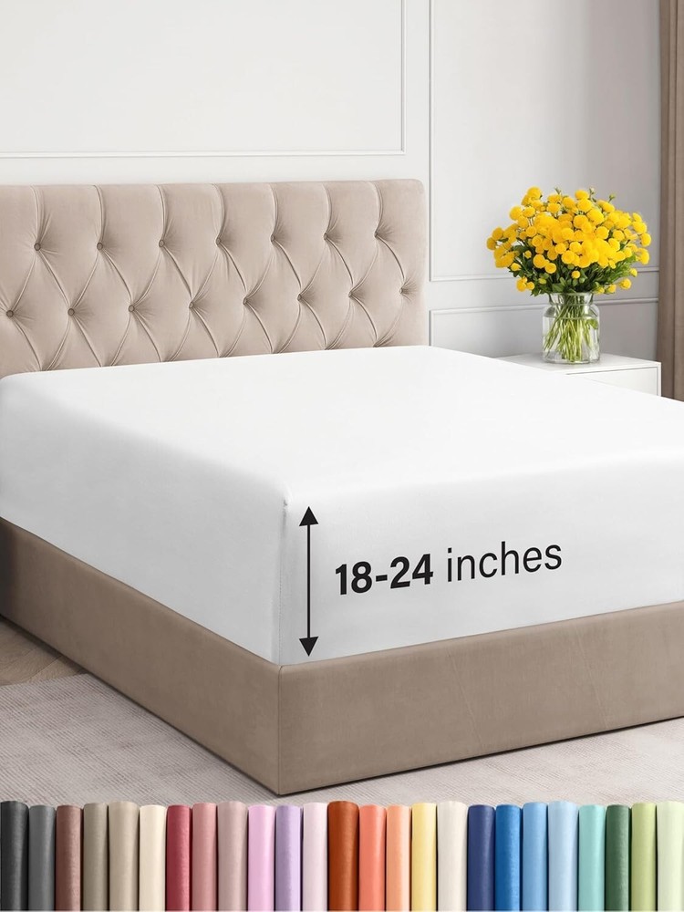 White Twin Fitted Sheet with Extra Deep Pockets - Premium Microfiber Comfort
