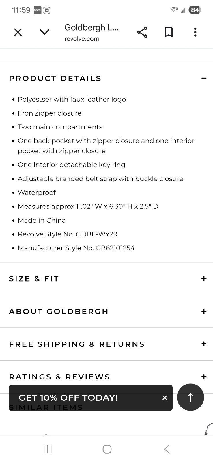 GOLDBERGH LOREANA FANNY PACK JAGUAR PRINT NWT