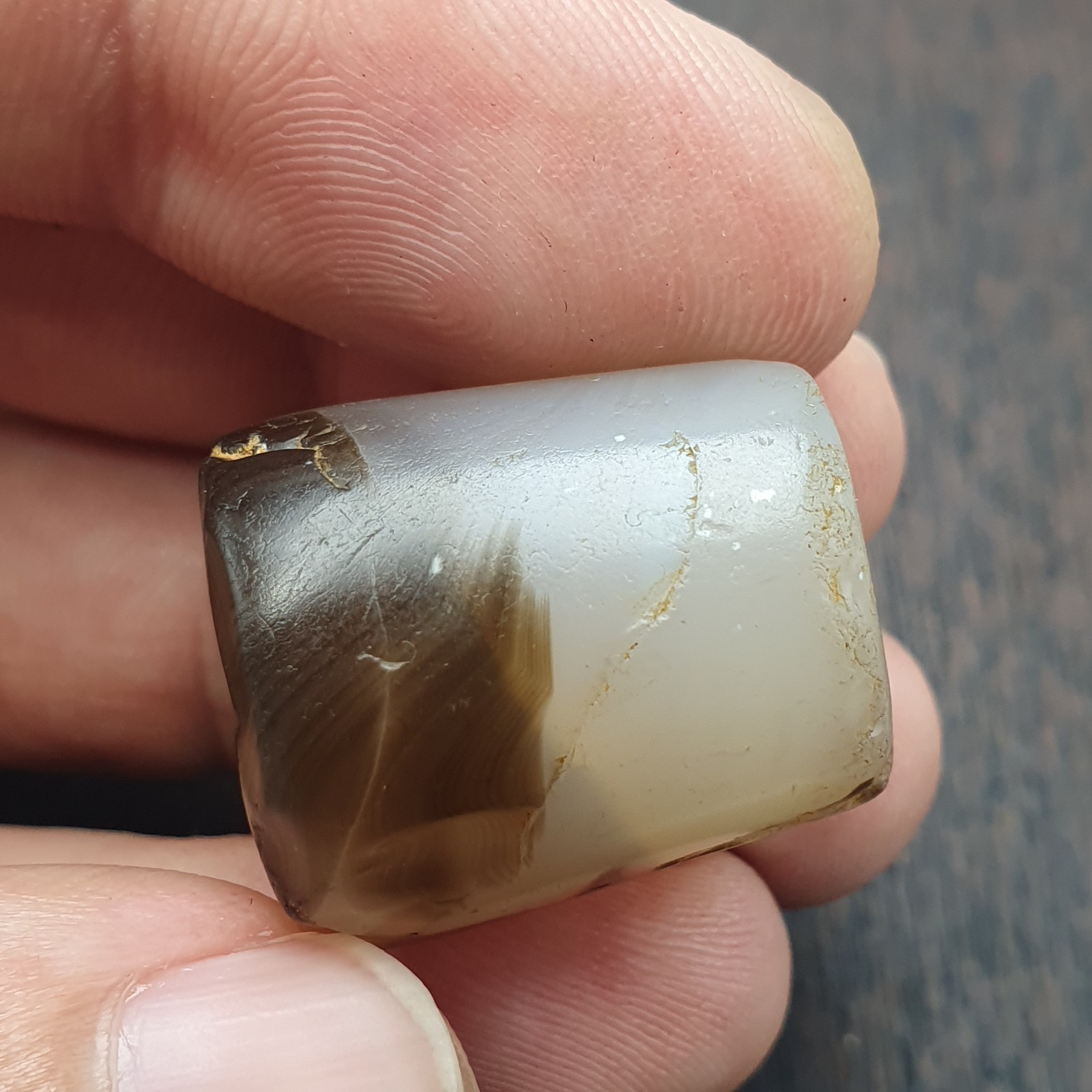 Ancient Antique Himalayan Tibetan Banded Ntural pattern Agate Bead Amulet