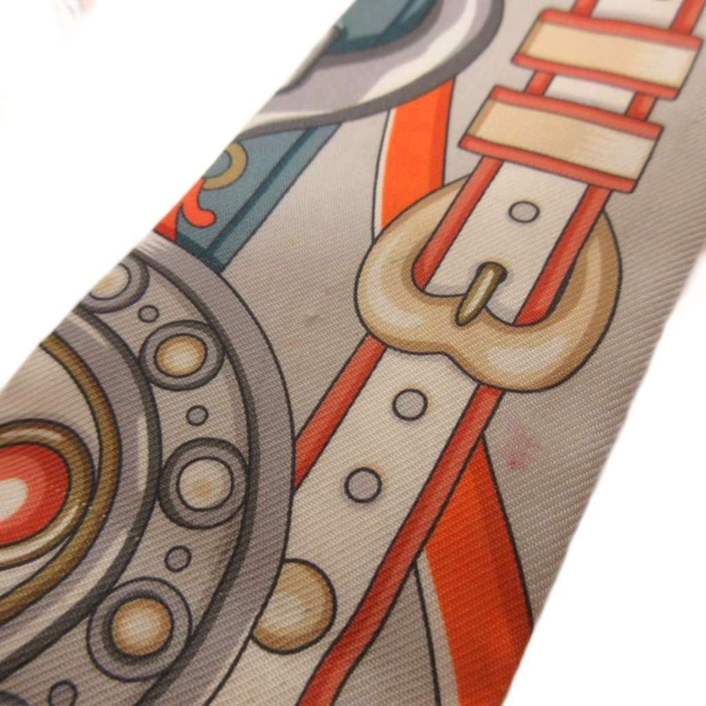 Hermès Twilly Arne de Coeur Orange Silk Scarf 84cm Used