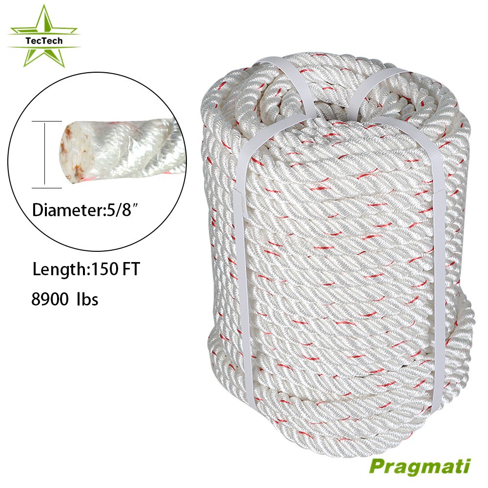 Double Braid Polyester Rope Pulling Rope 8600LBS Load Sailing Rope 5/8" x 150'