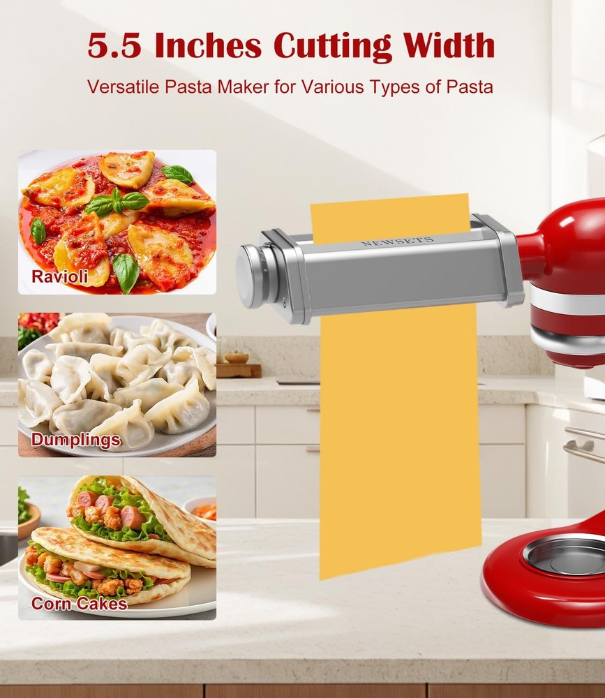 Pasta Roller Attachment for KitchenAid Stand Mixer, Stainless M,