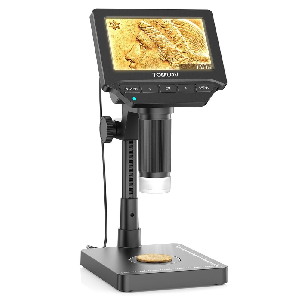 DM4W Microscope with Weighing Scale: 4.3" Digital Coin Microscope with Screen...