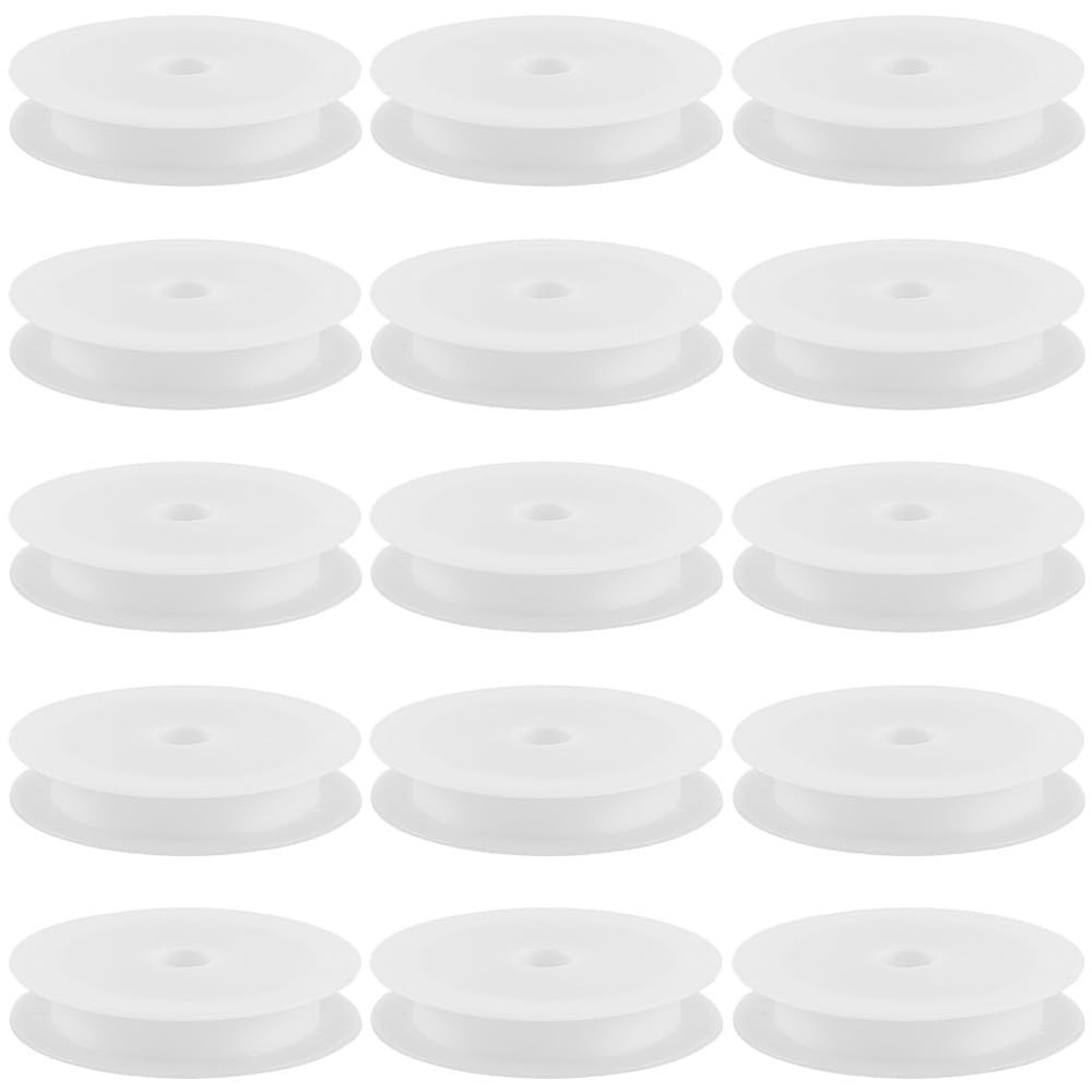 15Pcs Plastic Bobbins Empty Thread Spool White 6.9cm Large Diameter Flat Stri...