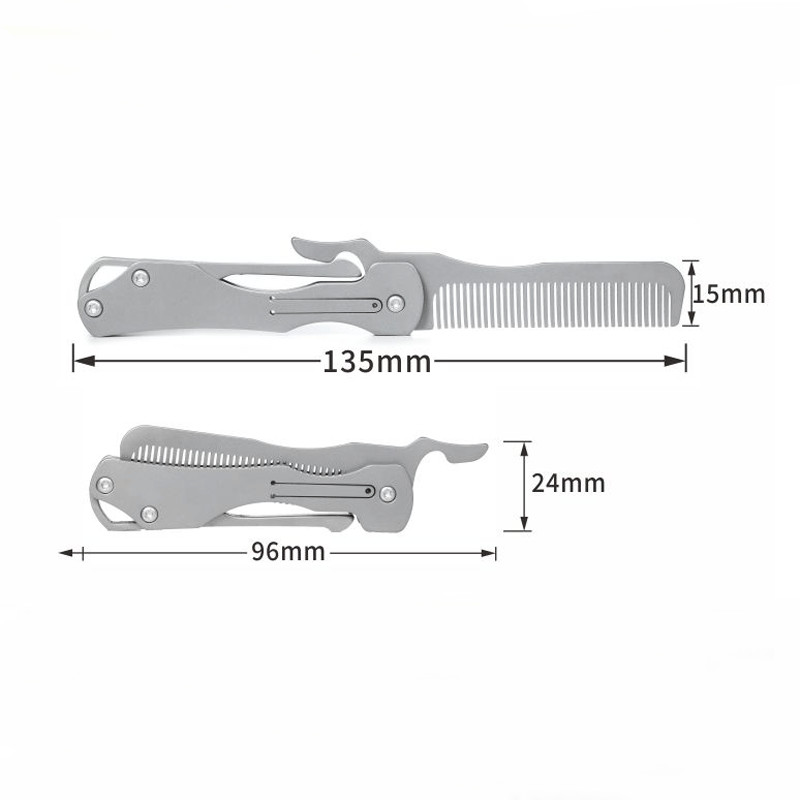 Titanium Folding Comb for Beard & Hair Styling | EDC Pocket Multi-Tools Gift