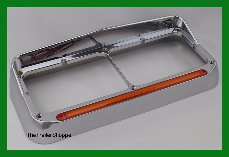 Headlight Bezel With Visor Rectangular Dual Lights 24 Amber "GLO" LEDs -UPI