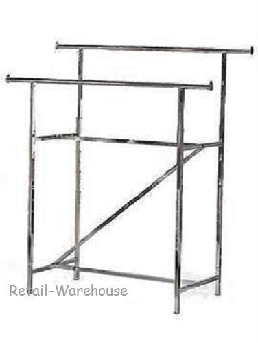 Clothing Rack Double Rail Bar Retail Clothes Salesman Garmet 300 LBS