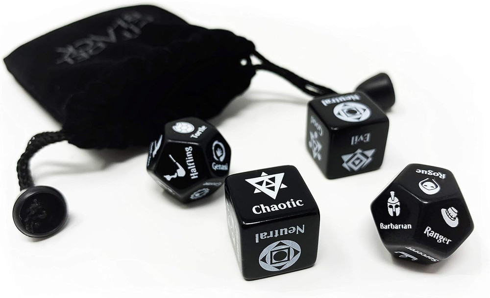 Character Randomizer Dice Set - Randomize Class, Race, & Alignment for Character