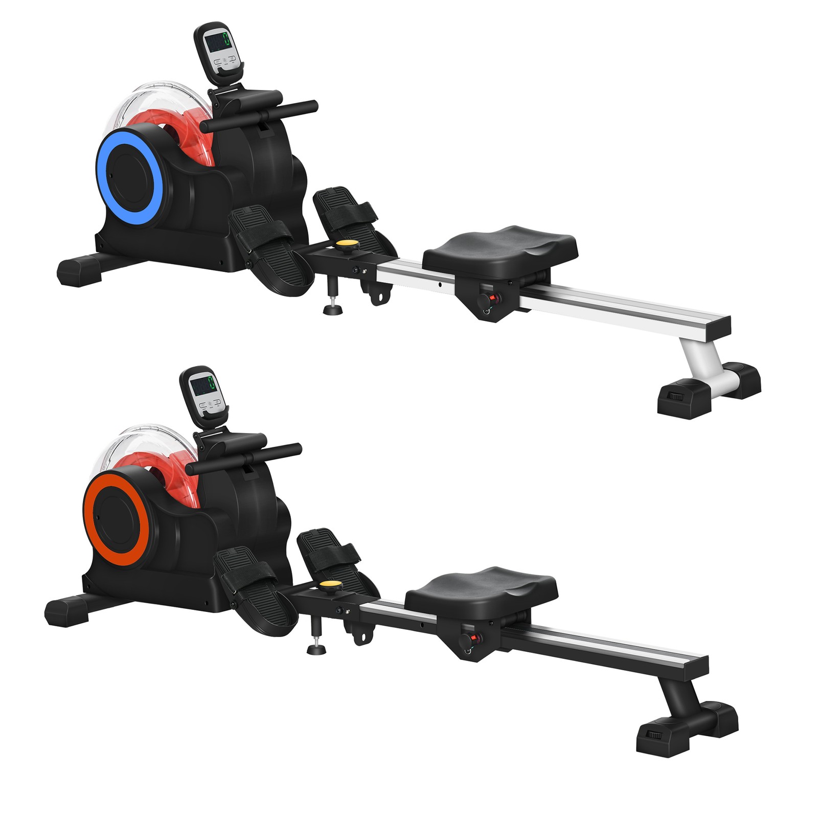 Soozier Foldable Water Rowing Machine with Wheels for Home Gym