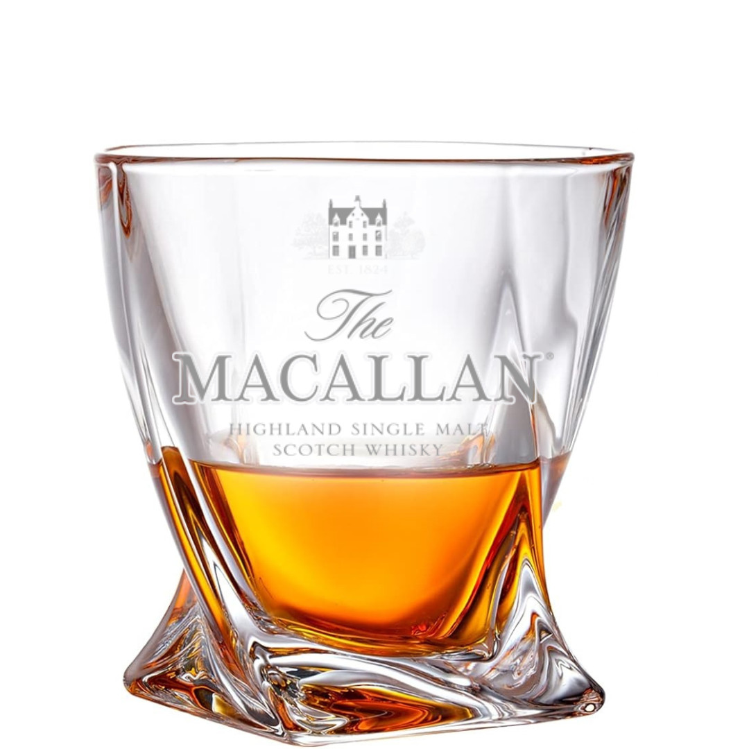 Custom Engraved The Macallan Single Malt Whiskey Glass 10 oz Twisted Rock Glass