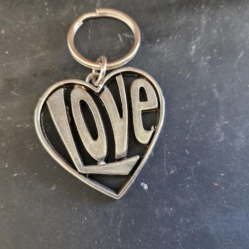 Heart With Love Inside Key Chain Silver Color