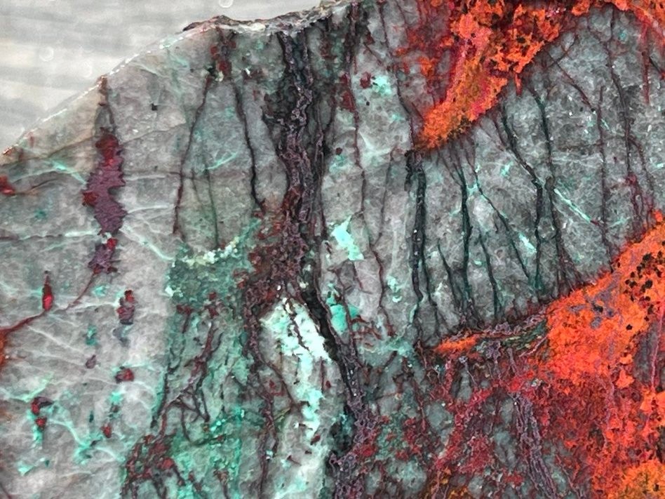 Sonora Sunrise Sunset Chrysocolla Cuprite 4.25"x2.5" Lapidary Rough Slab S2