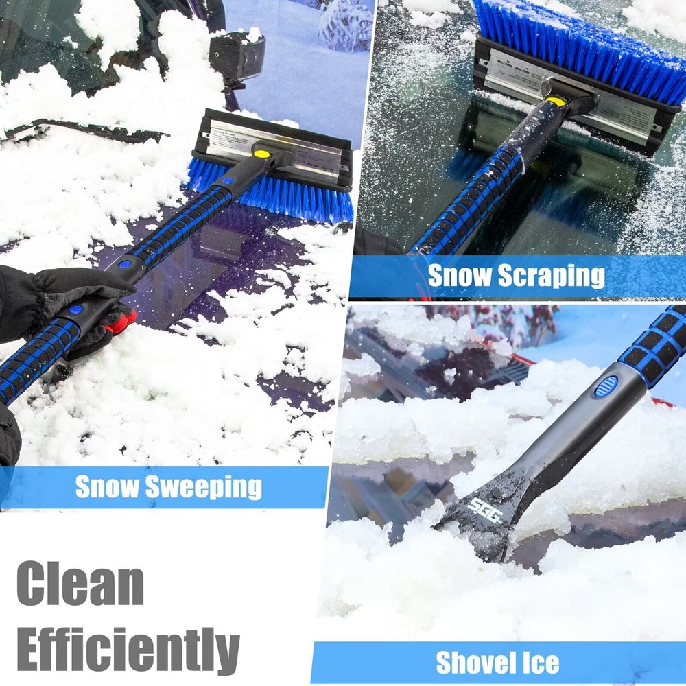 50" Extendable Snow Brush-Ice Scraper Combo-Foam Grip Handle Auto-Truck-Window