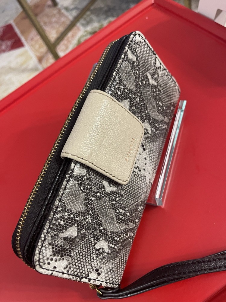 FOSIL MADISON WALLET GRAY LEADER PYTHON SNAKECLUTCH ORGANIZER