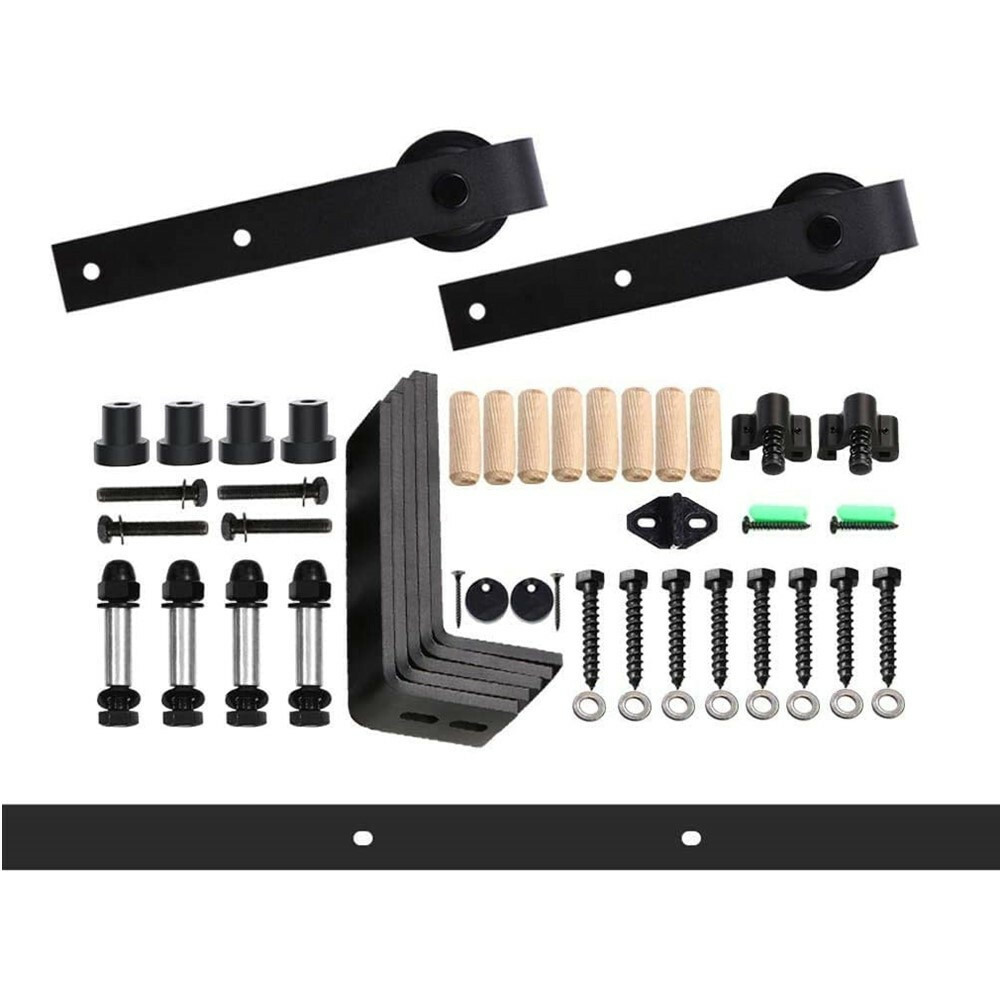 5-12FT Ceiling Bracket Mount Sliding Barn Door Hardware for Single/ Double Door