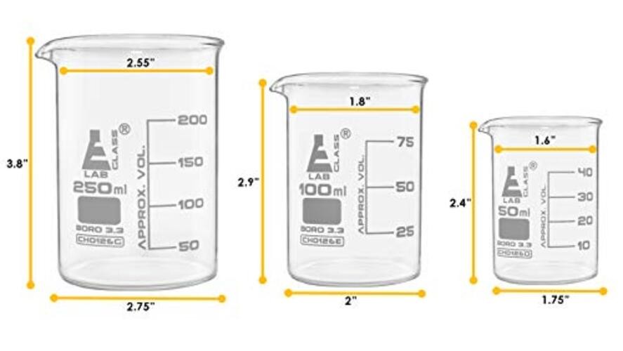 Laboratory Glassware Set, 9pcs - Includes Beaker Set (3pcs), Erlenmeyer Flask