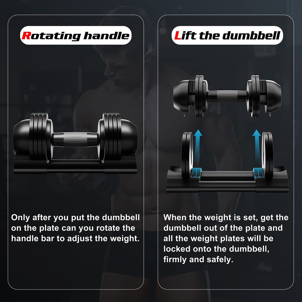 Adjustable Dumbbell Set 22lbs pair adjustable dumbbell- Perfect for Strength ...