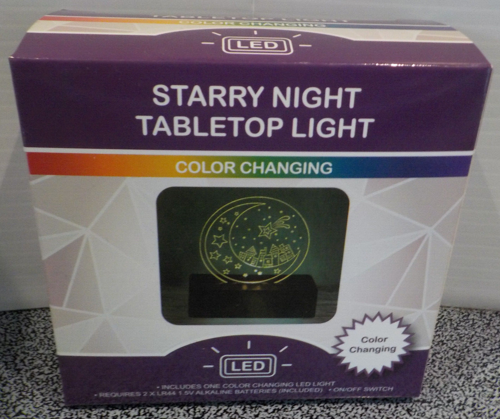 Starry Night Tabletop Light LED Coloring Changing 7 Different Colors W/Batteries