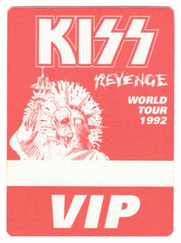 Kiss Revenge World Tour 1992. Red VIP Cloth Backstage Pass. OTTO