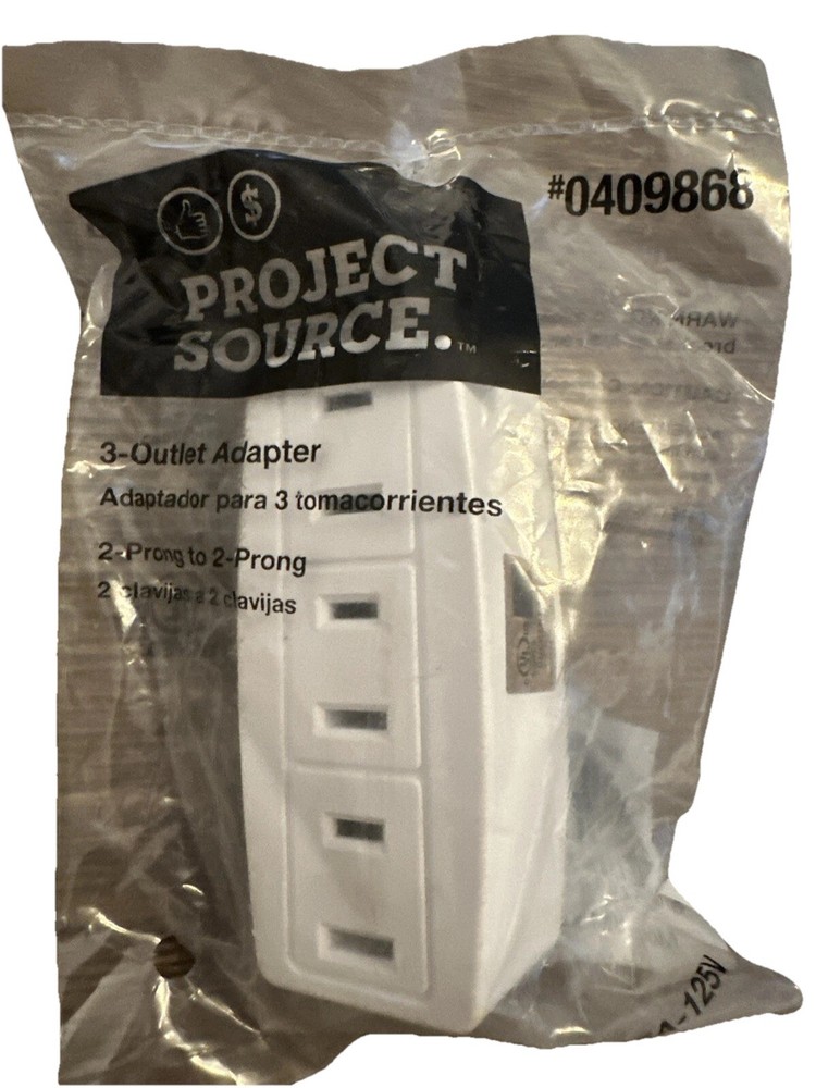 Project Source 15-Amp 2-wire Single To Triple Standard Adapter Off White {A}