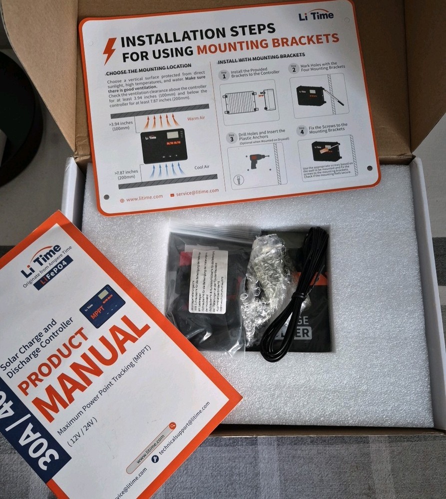 Li Time 30Amp MPPT Solar Controller, 12V/24V, LED Indicator