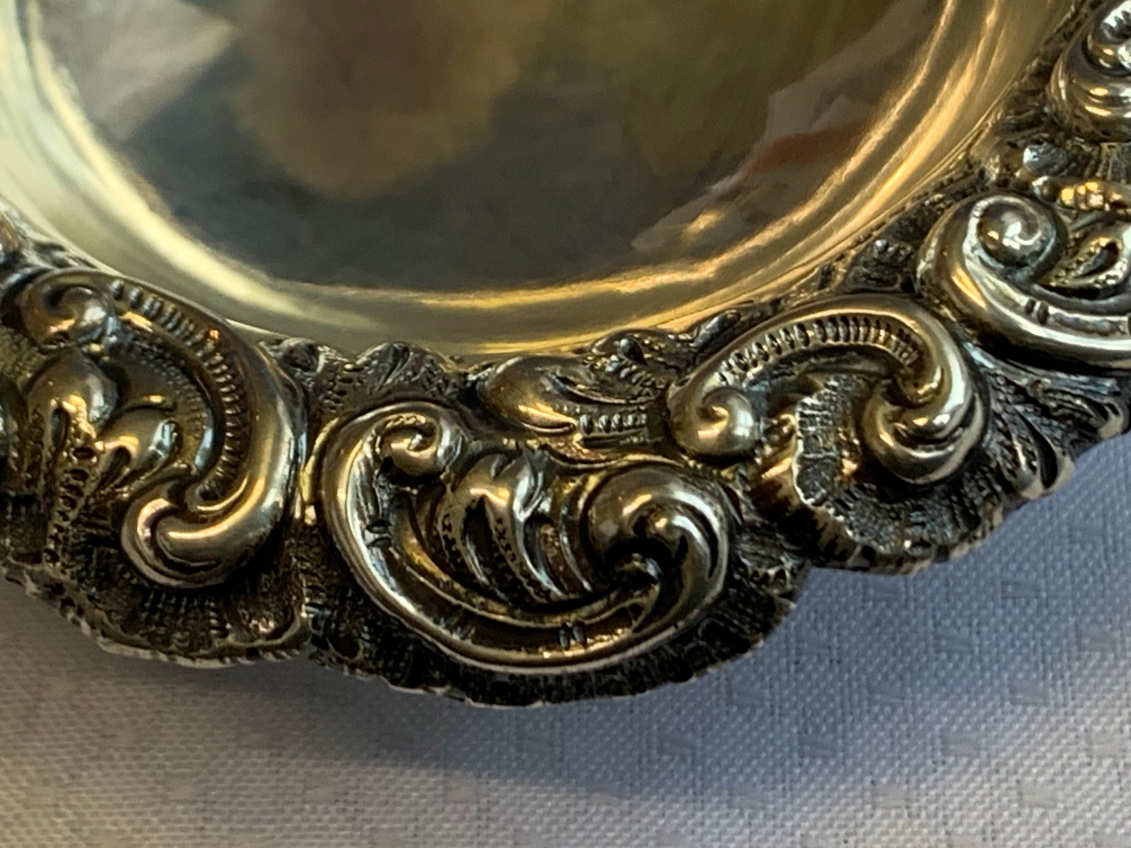 Antique Sterling Silver Condiment Dish Master Salt Cellar 37.84g Floral Repousse