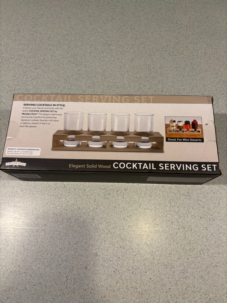 Elegant Solid Wood Cocktail Serving Set NIB
