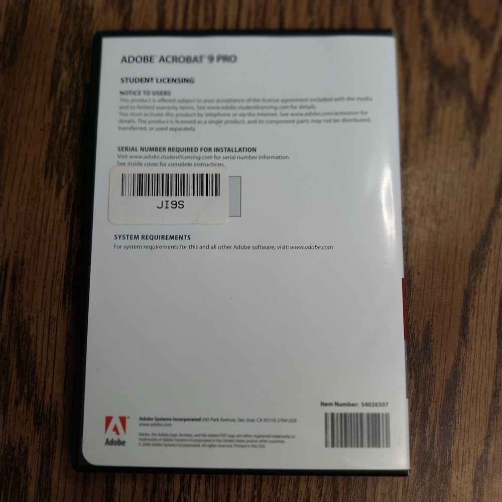 Adobe Acrobat 9 Pro Extended Student Licensing for Macintosh See Description