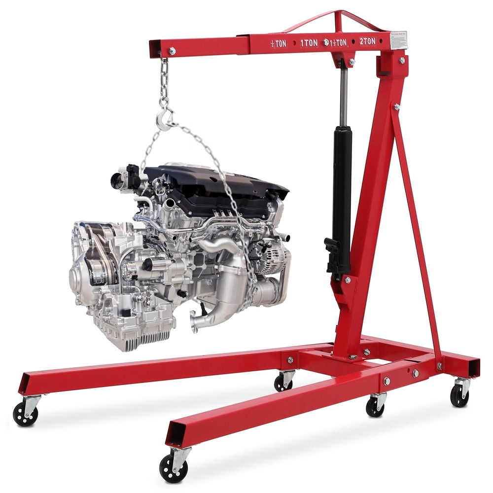 Folding Cherry Picker Engine Hoist,2Ton Engine Hoist,Mobile Hydraulic Engine Cra