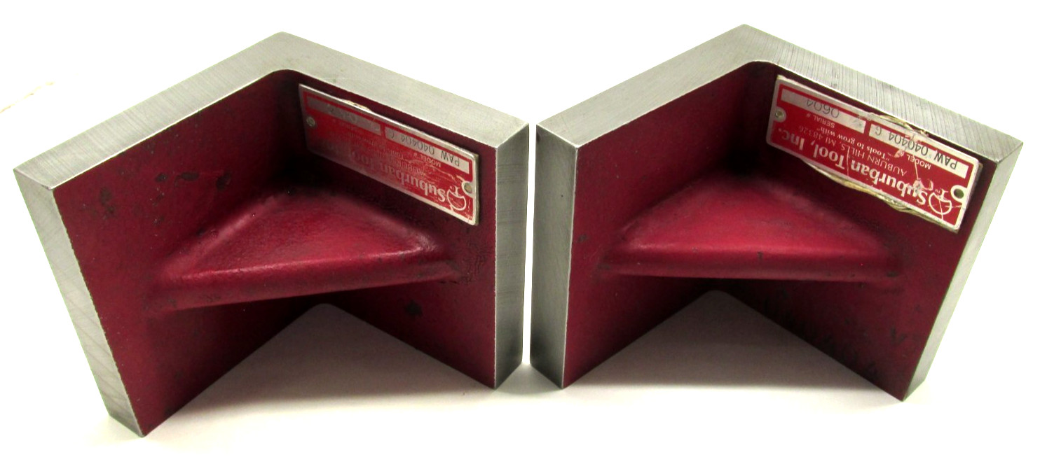 PAIR OF SUBURBAN 4'' x 4'' x 4'' PRECISION GROUND ANGLE PLATES - #PAW-040404-G