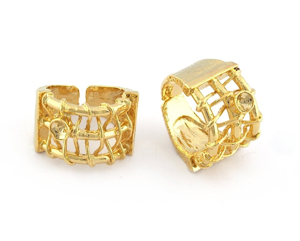Wire Ring Adjustable Ring Setting - Shiny Gold Plated Brass 8US size 3018