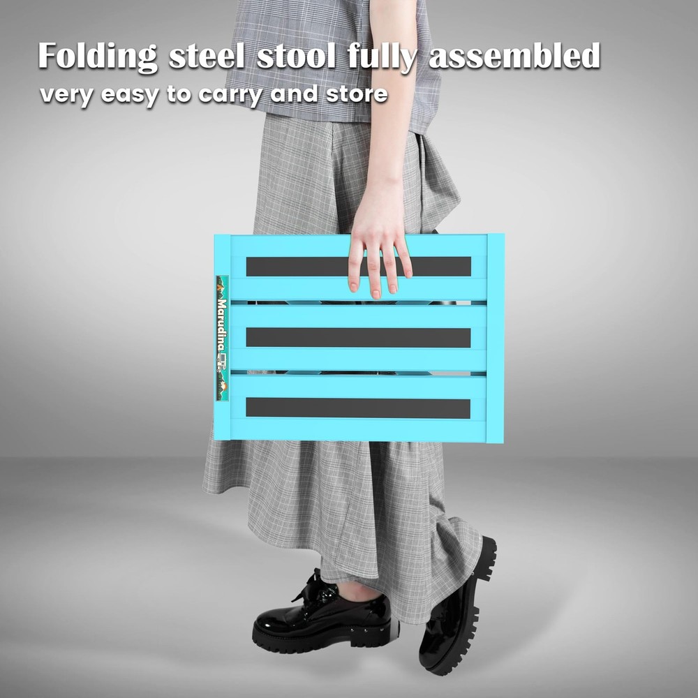 Marudina Large Platform RV Steps, 3-Level Adjustable Height Aluminum Folding Ste