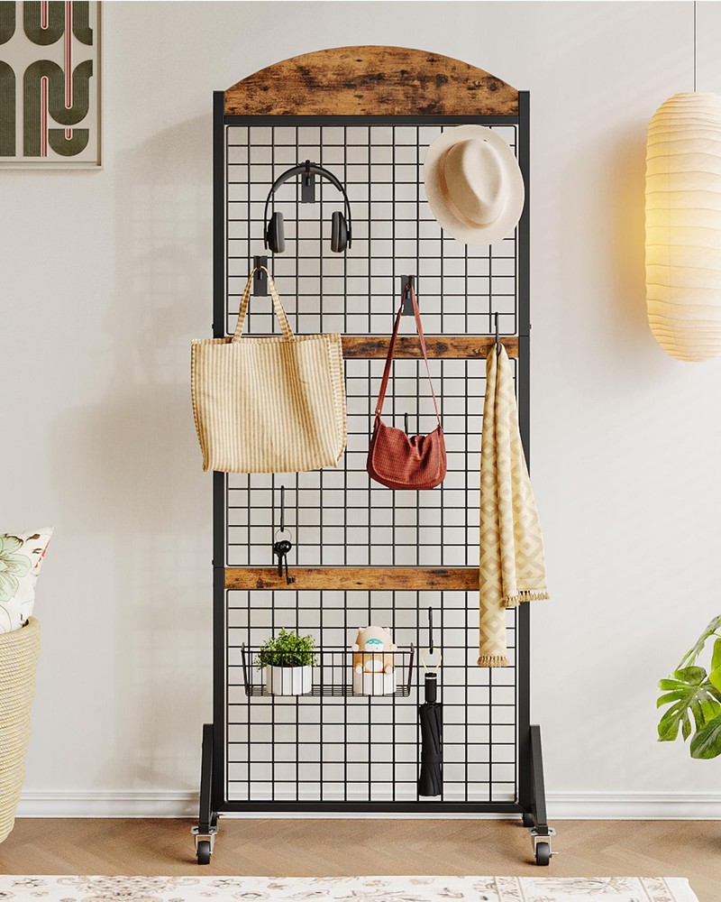 Grid Wall Panel 5.7' x 2' FT Grid Display Rack, 2 Pack Movable Gridwall Displ...