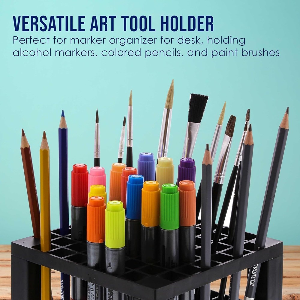 Portable 60 Hole Art Tool Storage Solution – Easy Access to Markers & Brushes