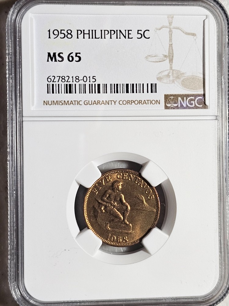 Philippines 5 Centavos 1958 NGC MS 65