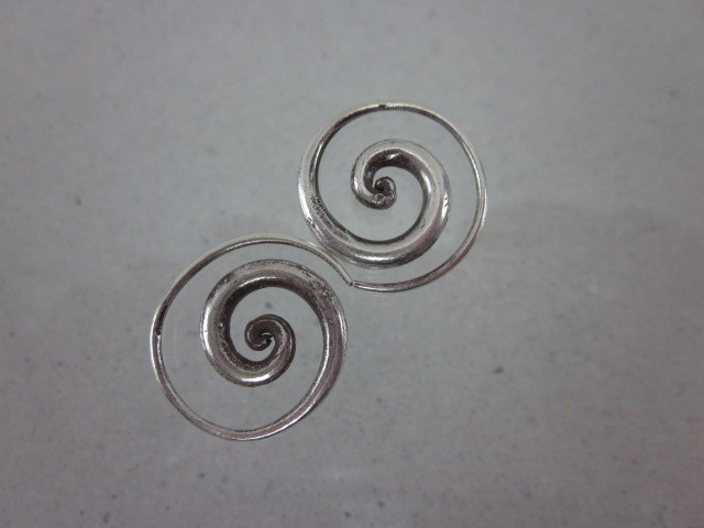 Fine silver earrings solid hill tribe ethno vintage Spirale Argento ORECCHINI