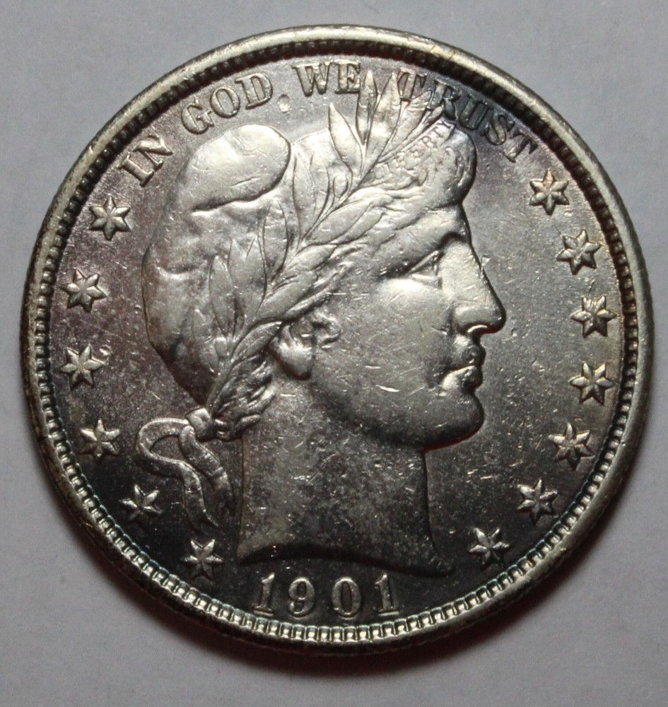 1901 Barber Half Dollar Cleaned HW63