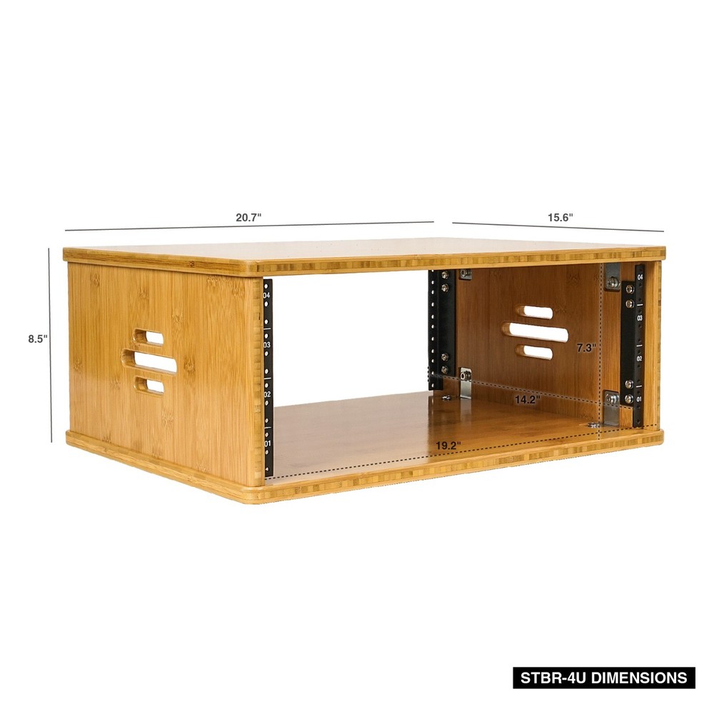 Sound Town DIY 4U Solid Bamboo Studio Rack - 14.2" Depth, Ventilation STBR-4U