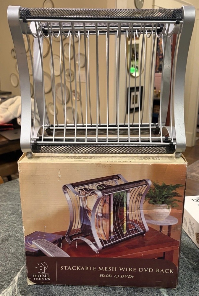 Stackable Mesh Wire CD / DVD 13 - Disc Holder Storage Tower Rack Steel Stand