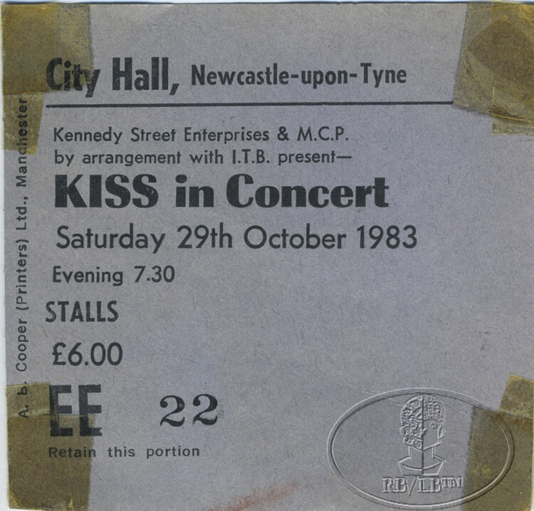 KISS 1983 LICK IT UP 10TH ANNIVERSARY Tour Concert Ticket Stub UK