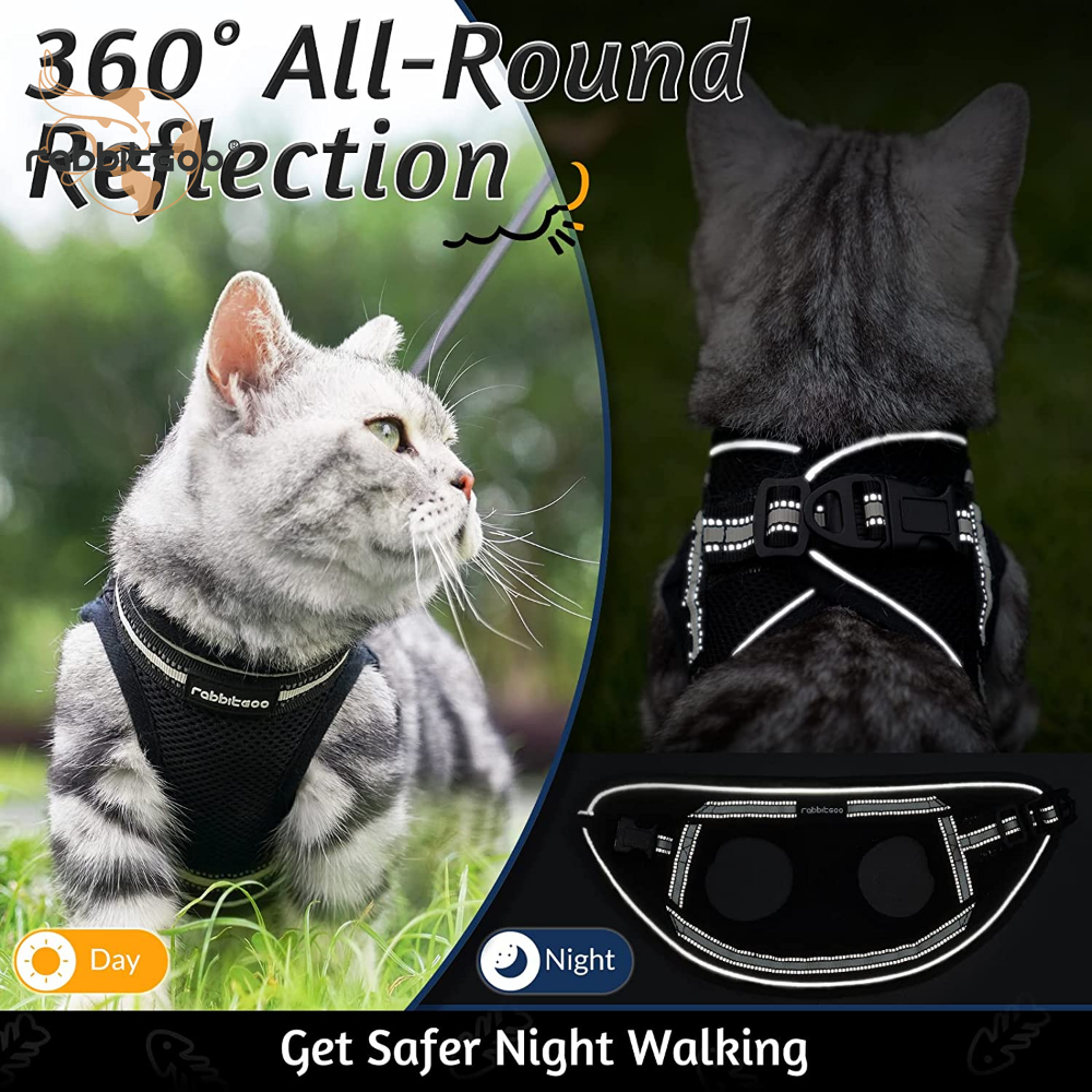 rabbitgoo Pet Cat Harness & Leash Set Dog Walking Vest Escape Proof Adjustable
