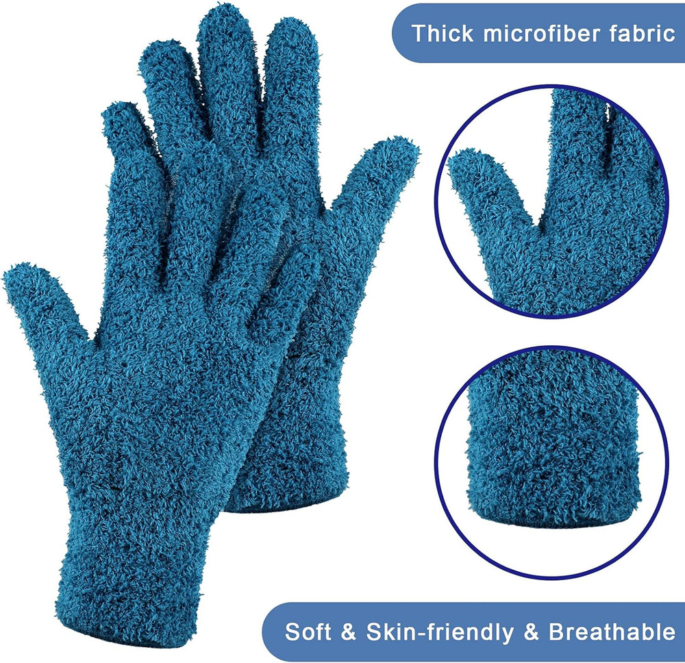 6 Pairs Microfiber Dusting Gloves, Dusting Cleaning Gloves Microfiber Gloves for