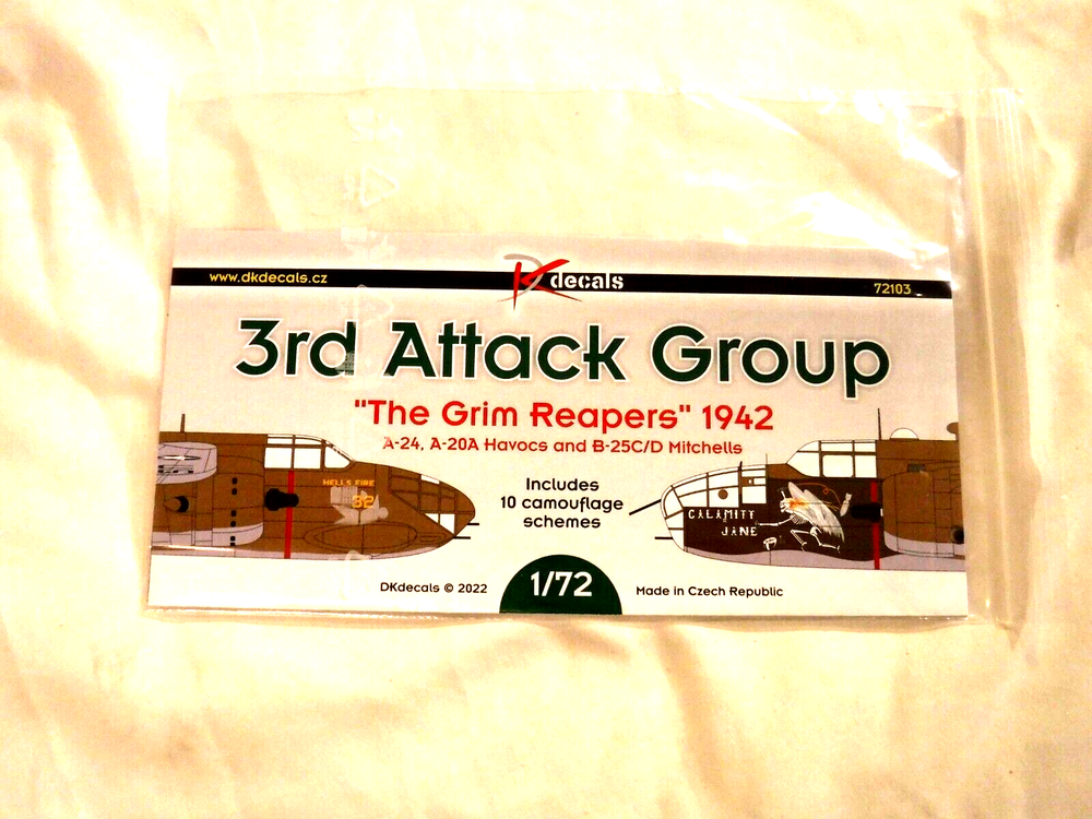 1/72 DK Decals Mitchell 3rd Attack Group The Grim Reapers 1942 # 72103